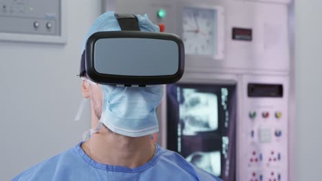 Medical-professional-working-at-a-hospital-using-VR