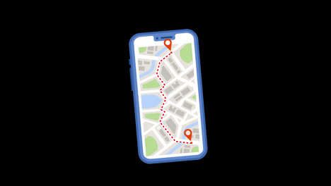 map-location-pin-on-mobile-loop-Animation-video-transparent-background-with-alpha-channel
