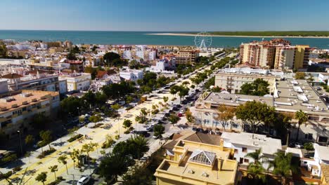 Establishing-Shot-of-Sanlucar-de-Barrameda,-Cadiz,-Spain-from-balcony