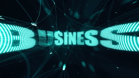 Business,-Strategy,-Communication-And-Success-Words-In-Neon-Lights-Appear-On-A-Background-With-Interconnected-Dots