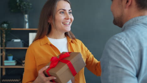 gift exchange and hug