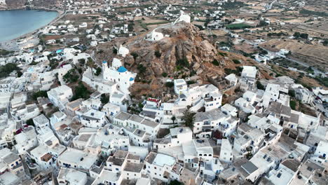 sunrise over the town of chora on ios island, greece