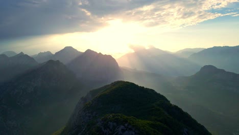 aerial 4k drone video of a sunset panorama of mountain ridge near antalya, turkey, view from mount tunektepe, tunektepe teleferik on a summer day and mountains near antalya city