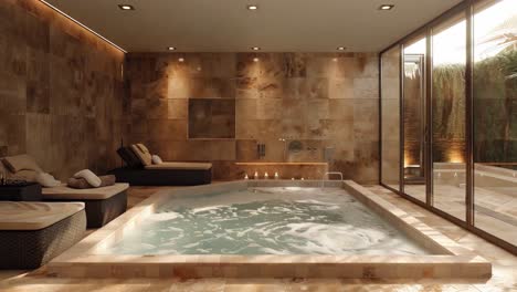 luxurious spa bathroom with jacuzzi