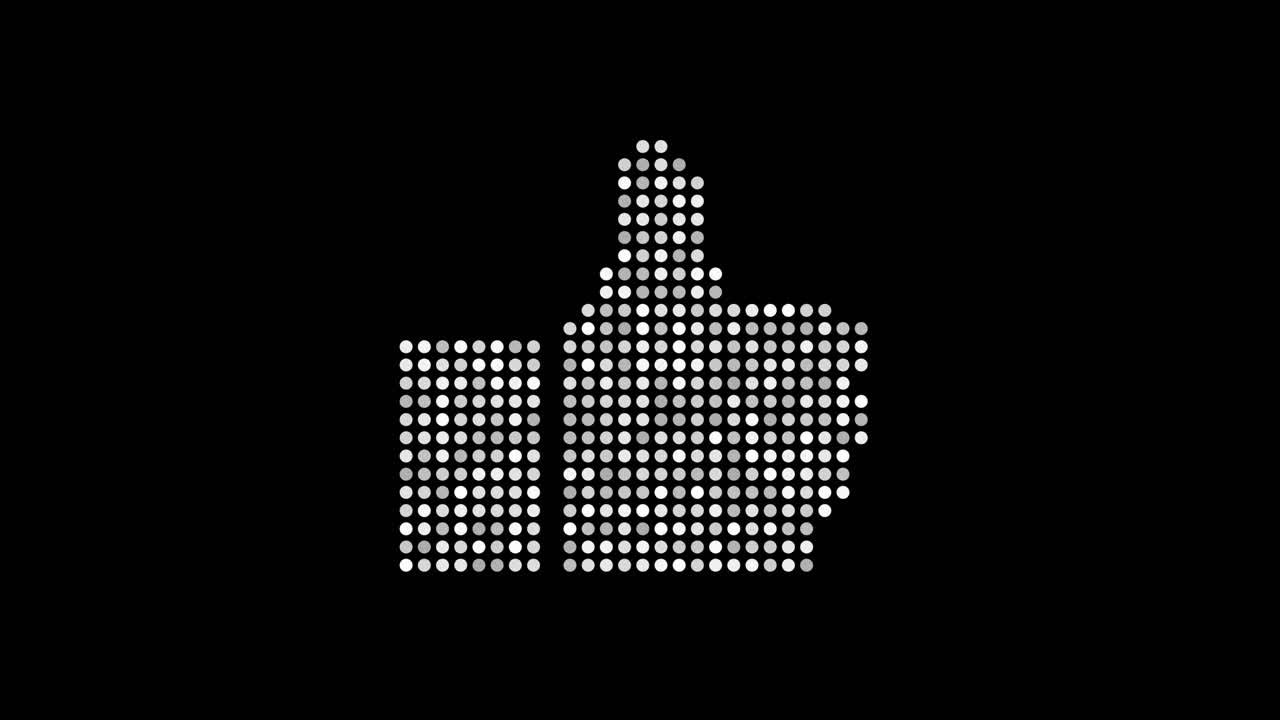 Multicolour neon showtime lights flashing Big Thumbs up icon sign