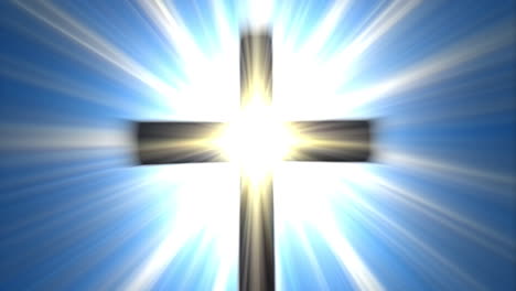 christian cross appears bright in the sky background