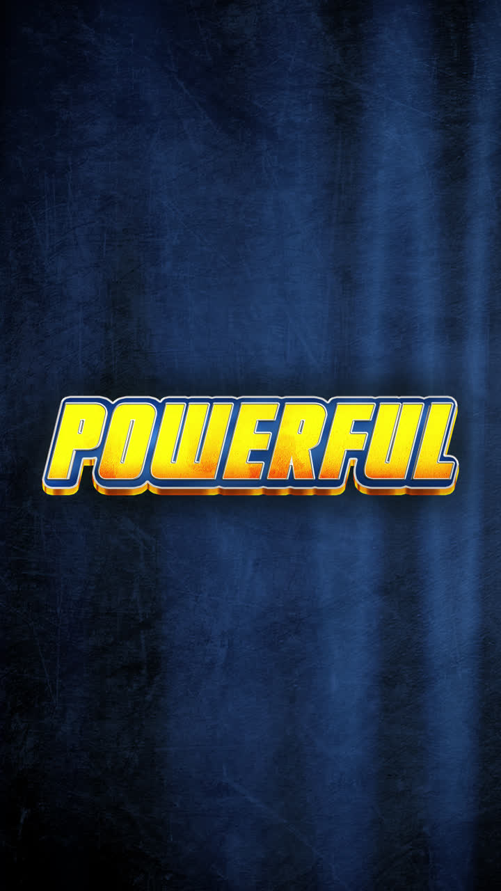 Powerful text on a blue background