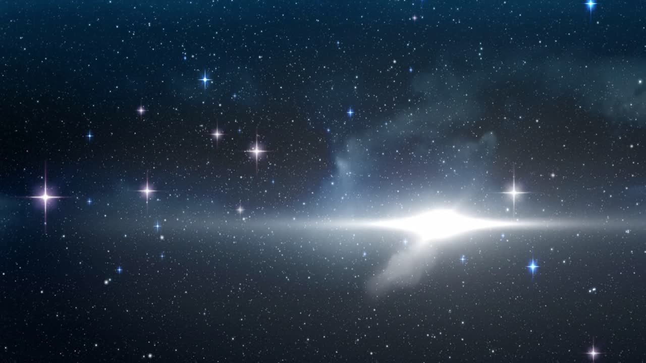 하늘에서 움직이는 빛의 흔적과 별의 애니메이션