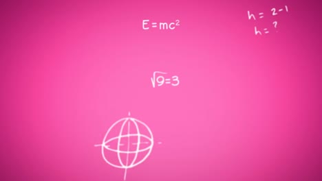 Animation-of-mathematical-equations-over-pink-background