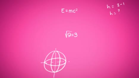 animación de ecuaciones matemáticas sobre un fondo rosa