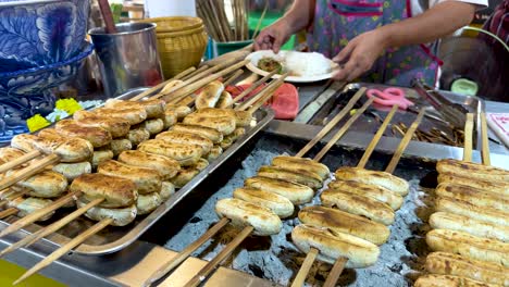 bananas grilling at khlong lat mayom market