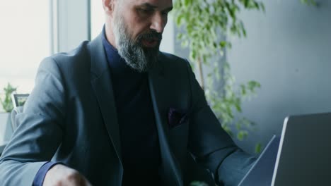 businessman working on laptop in office