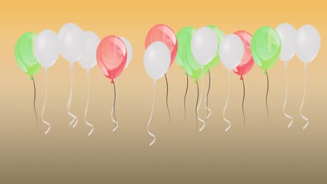 Animación-De-Globos-De-Colores-Rebotando-Sobre-Fondo-Naranja