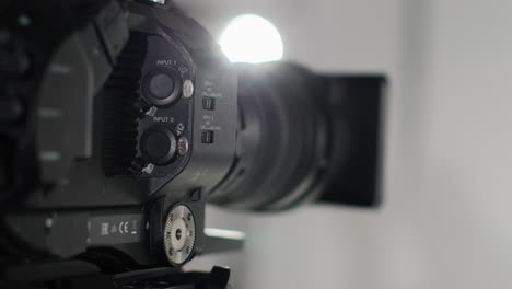 Close-Up-Of-Film-Or-Video-Camera-Shooting-Movie-Or-Video-In-Studio