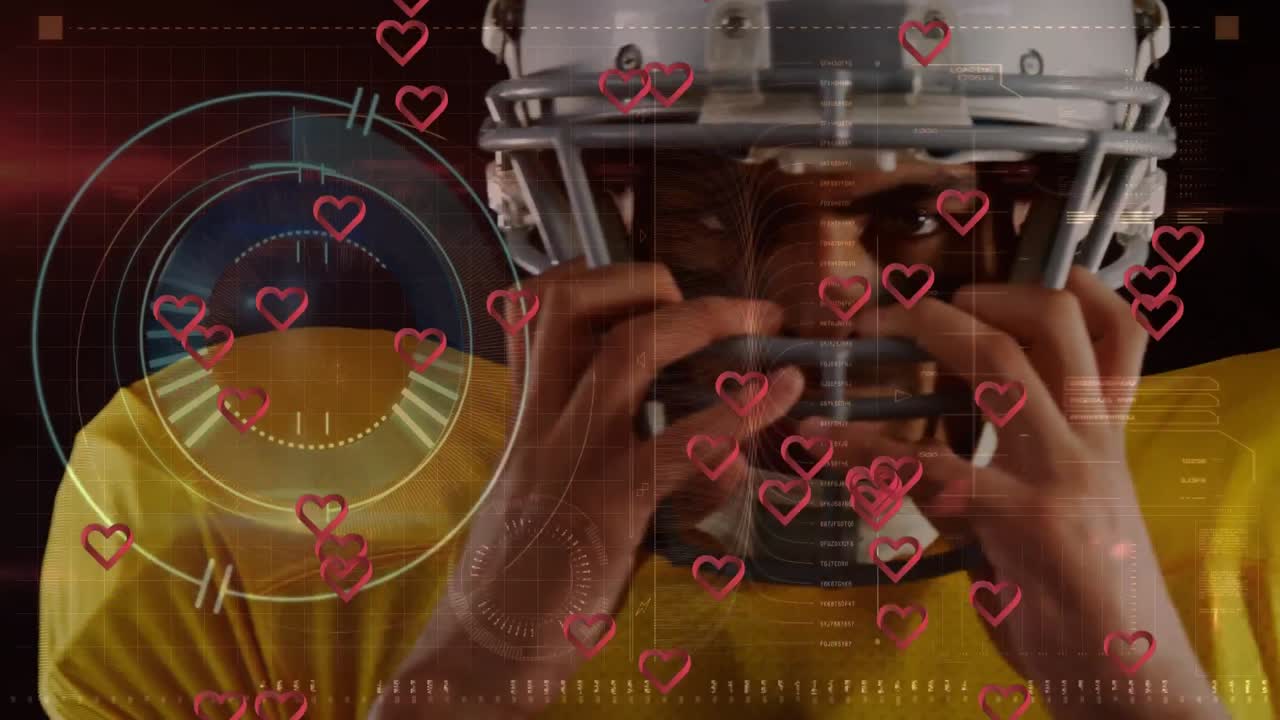 animación de la interfaz digital con el procesamiento de datos médicos de covid sobre jugadores de rugby.