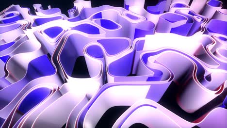 4k abstract bg con líneas o cintas en crecimiento que forman ruido de rizado en el plano. concepto de red neuronal de computación abstracta o ai. cintas curvas blancas y azules en el avión. luma mate como canal alfa.
