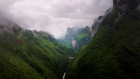 lung ho valley dam in river in north vietnam, scenic aerial view