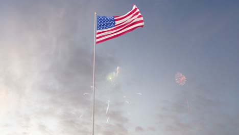 united states flag with fireworks background