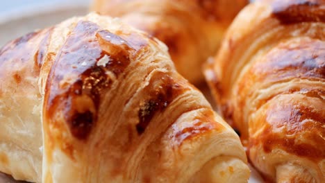 close-up of three croissants