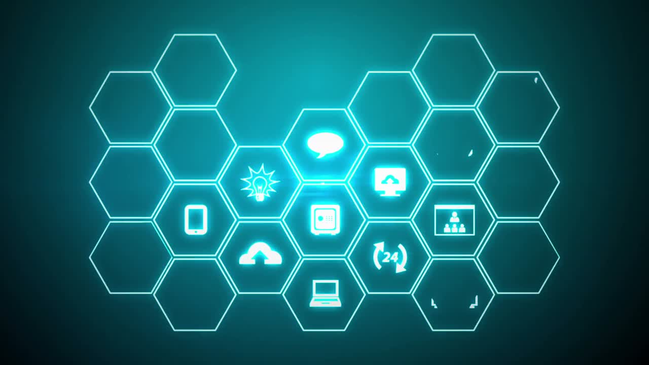 Close-up of digitally generated icons