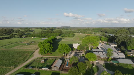 drone shot of "the farm" in byron bay, new south wales, australia