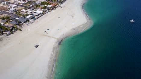 Travel-Destination---White-Sand-Tropical-Beaches-in-Baja-California,-Aerial-Drone-Overhead-View