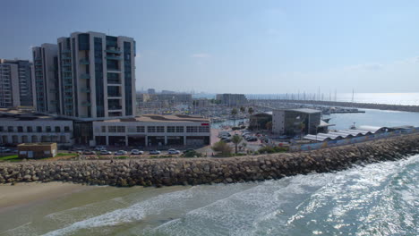 Yachts-moored-in-the-marina-of-Herzliya,-Israel