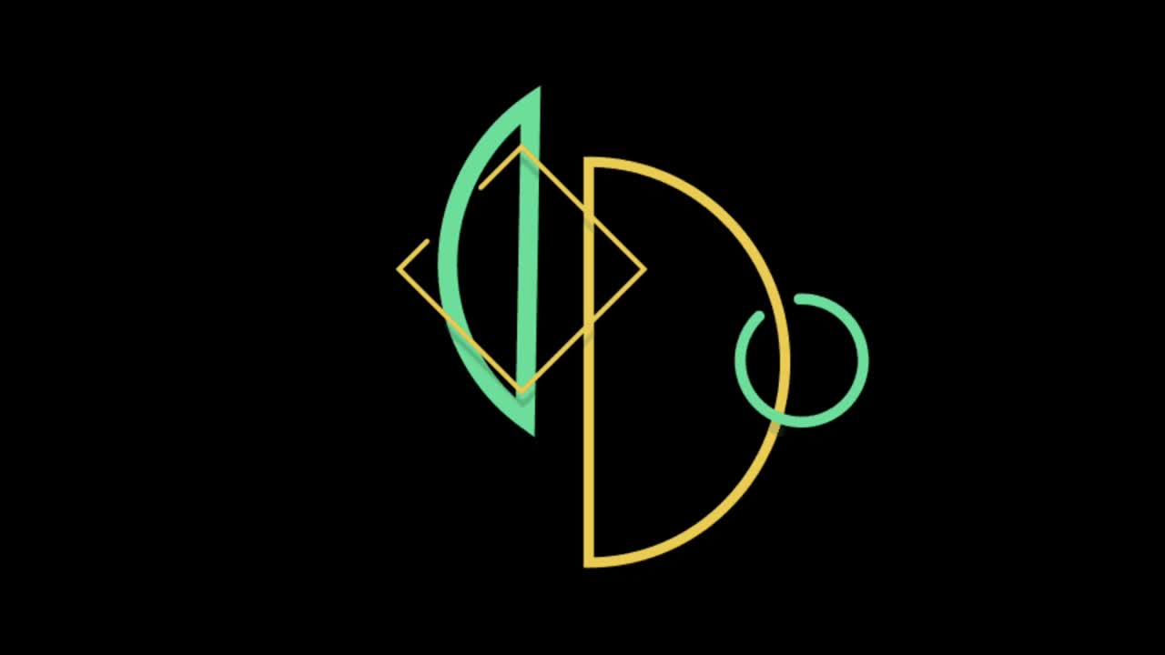 animación de forma geométrica colorida aislada sobre un fondo negro.