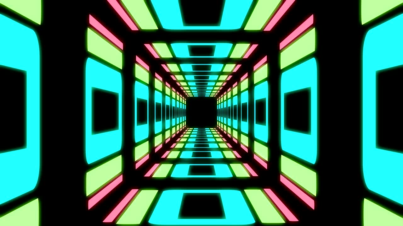 fondo de túnel de punto de fuga de neón abstracto bucle sin costuras multicolor