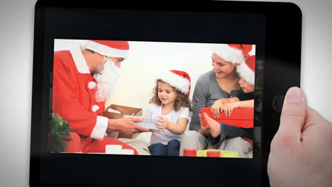 animated tablet computer displaying videos about family at home