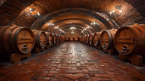Traditional Wine Cellar with Wooden Barrels