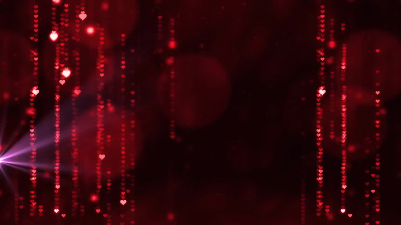 анимация падающих сердец над светлыми точками