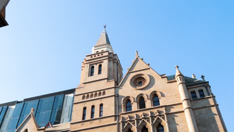 gothic architecture with clear blue sky backdrop