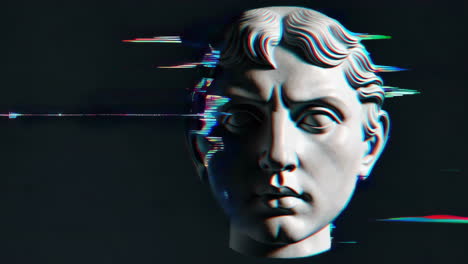 digital glitch art: classical bust with distorted visual effects