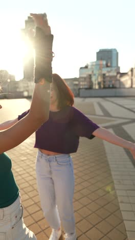 two women hugging outdoors