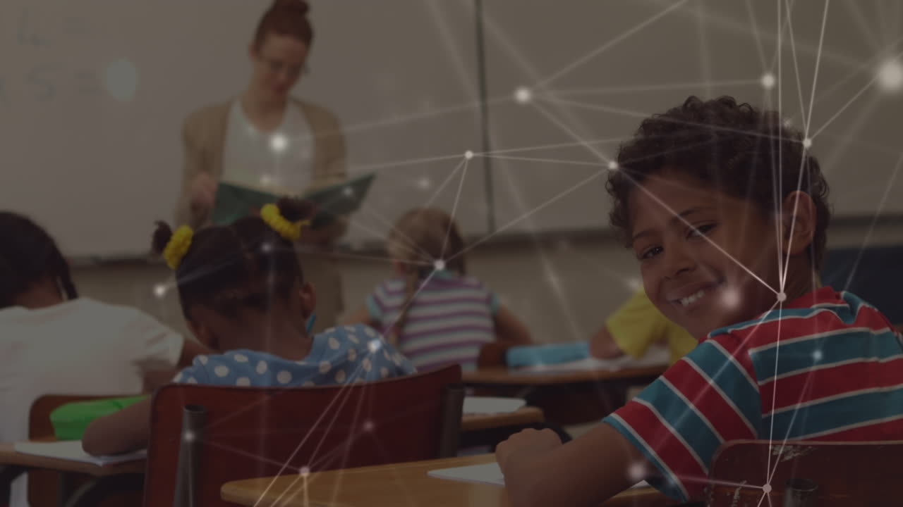 animación de una red de conexiones entre alumnos diversos con una maestra