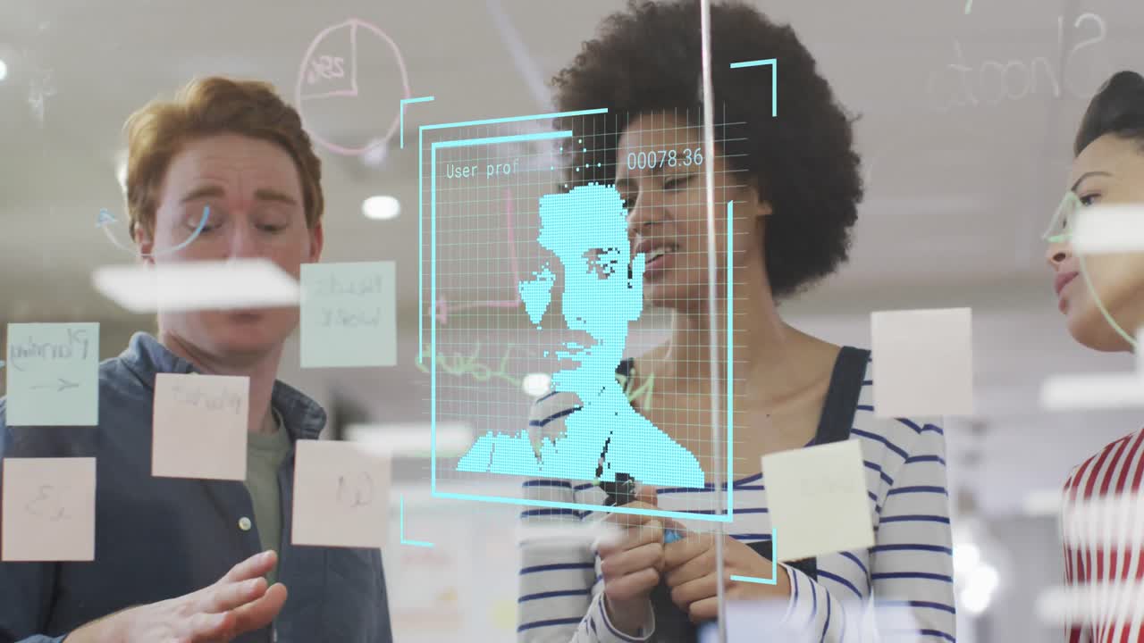 animación de las personas iconos sobre diversas personas de negocios en la oficina