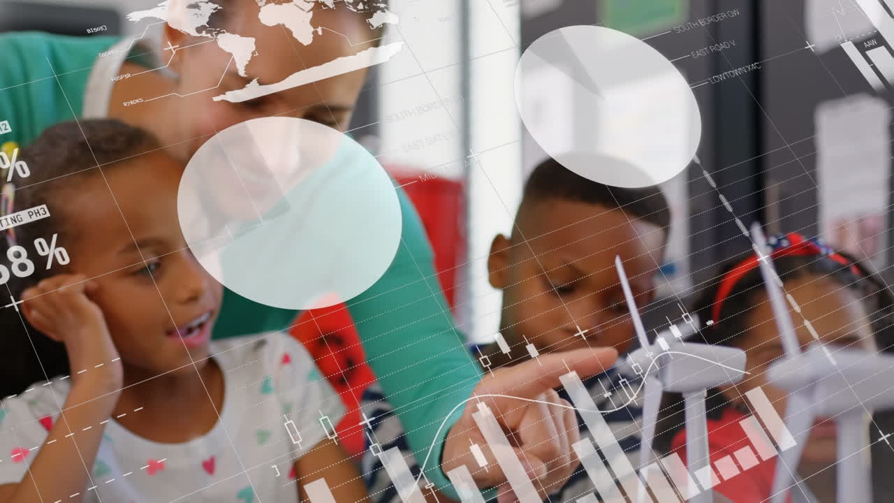 aula trabajando con la transición del gráfico de finanzas