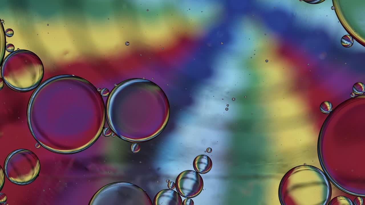 abstract colorido alimentos gotas de aceite burbujas y esferas que fluyen