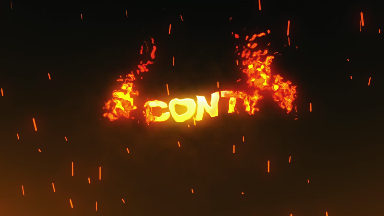 Fiery 'To Be Continued' Text Animation with Glowing Embers
