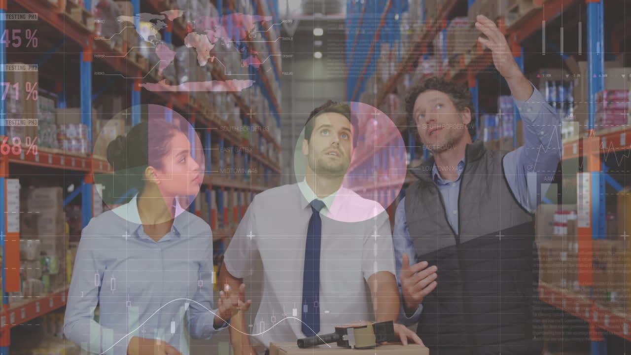 animación del procesamiento de datos sobre las personas que trabajan en el almacén