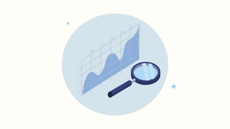 statistics waves with magnifying glass