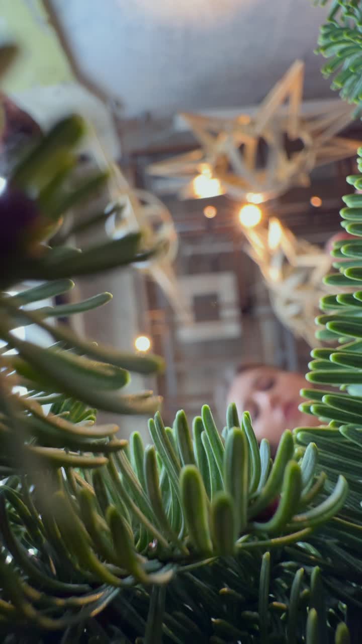 vista de cerca de un árbol de navidad con decoraciones y una estrella