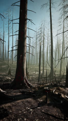 burnt forest landscape after wildfire