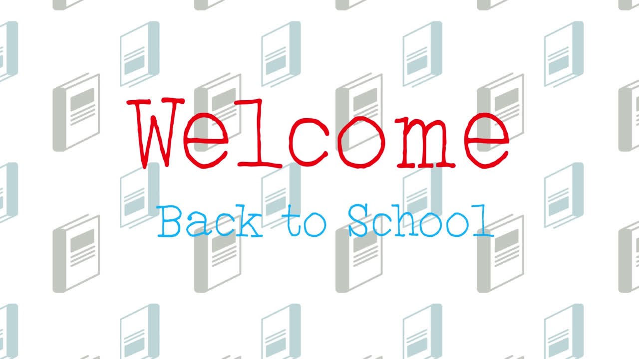 학교 아이콘 위에 학교로 돌아가는 텍스트의 애니메이션