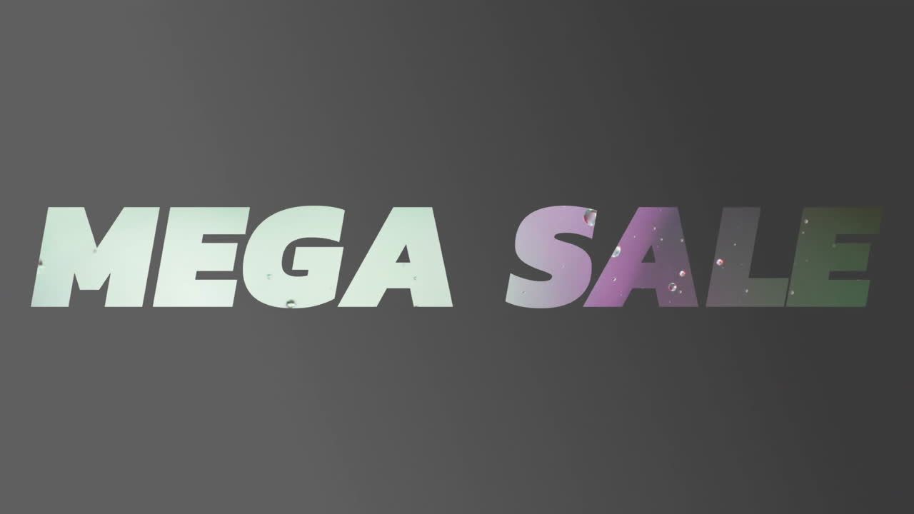 animación del texto de mega venta sobre fondo gris