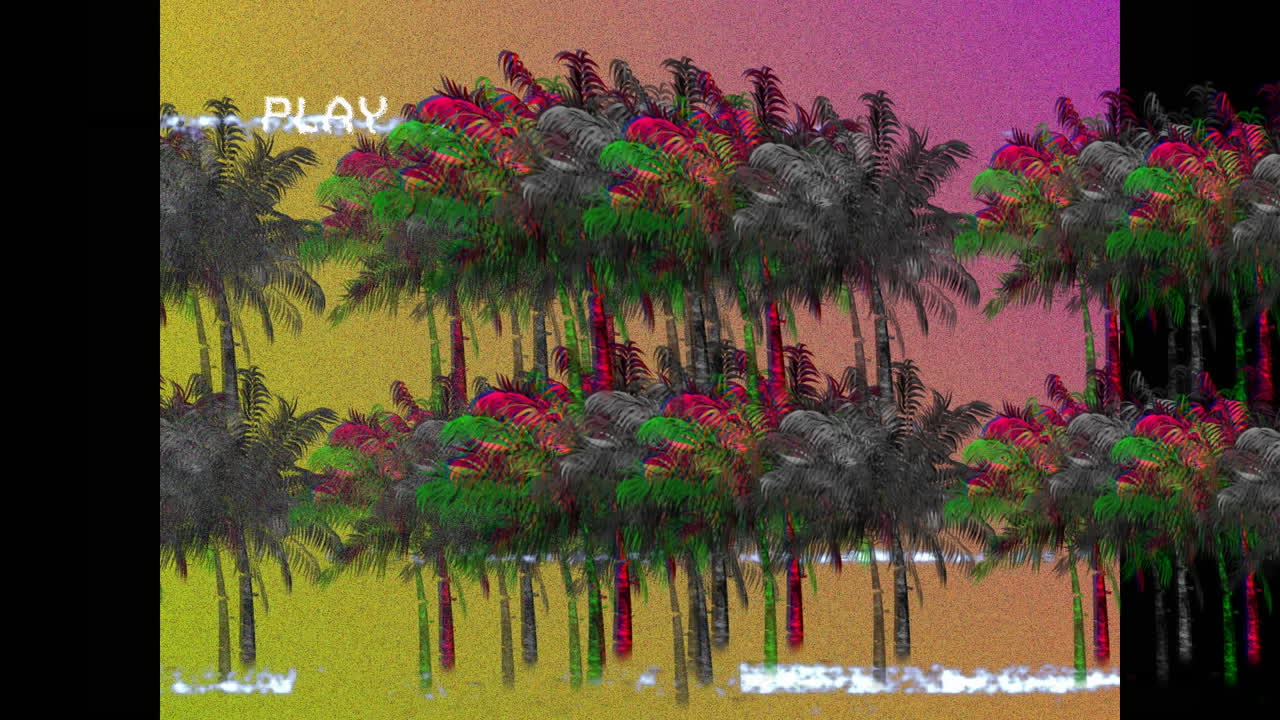 animación de palmeras de colores vibrantes en movimiento hipnótico en bucle sin costuras
