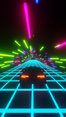 retro futuristic neon tunnel car