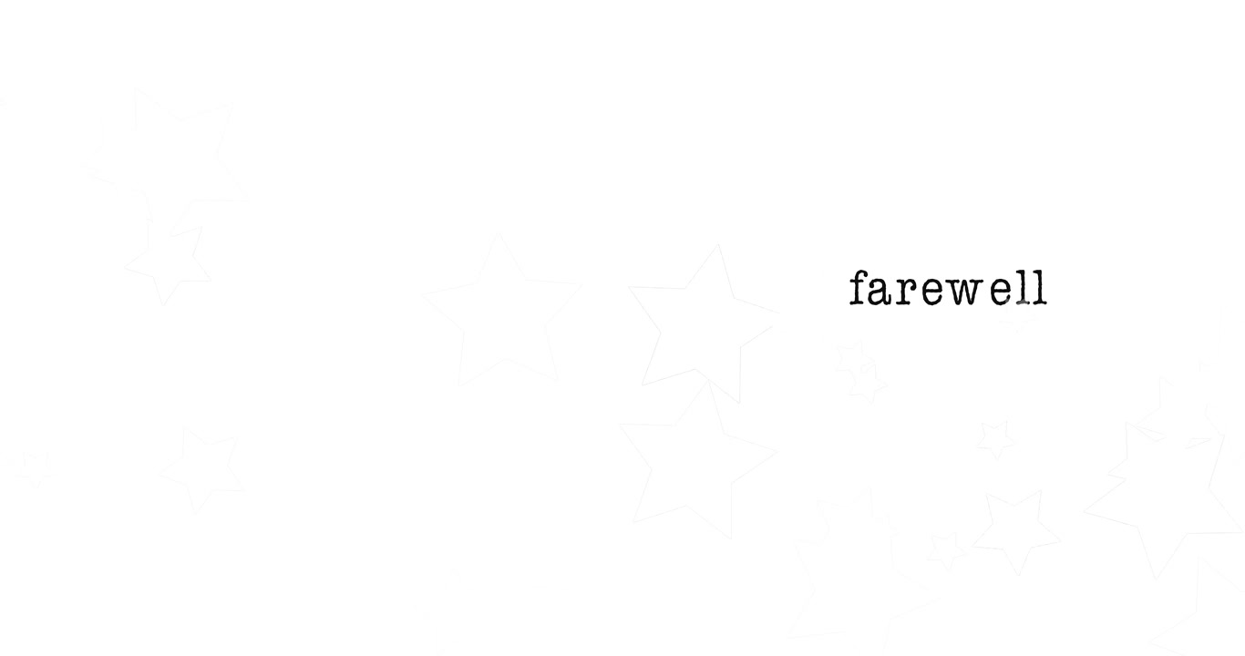Animation of farewell text over white background
