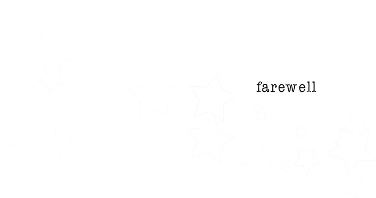 Animation of farewell text over white background